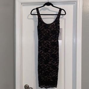 NWT Black lace and sequins cocktail dress.